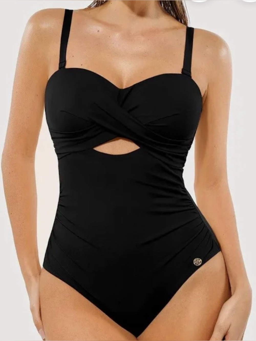 Popilush Twist & Shirred Sculpting One-Piece With Removable Straps